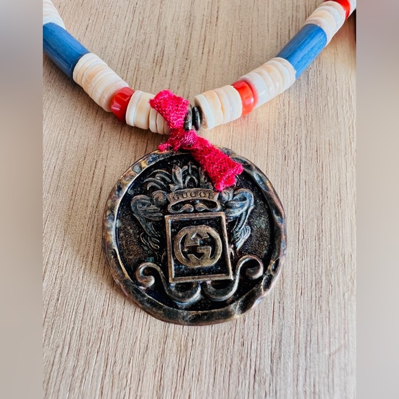 NIB GUCCI Beaded Anchor Necklace Authentic With Pouch Gift Box $970 - Picture 3 of 11